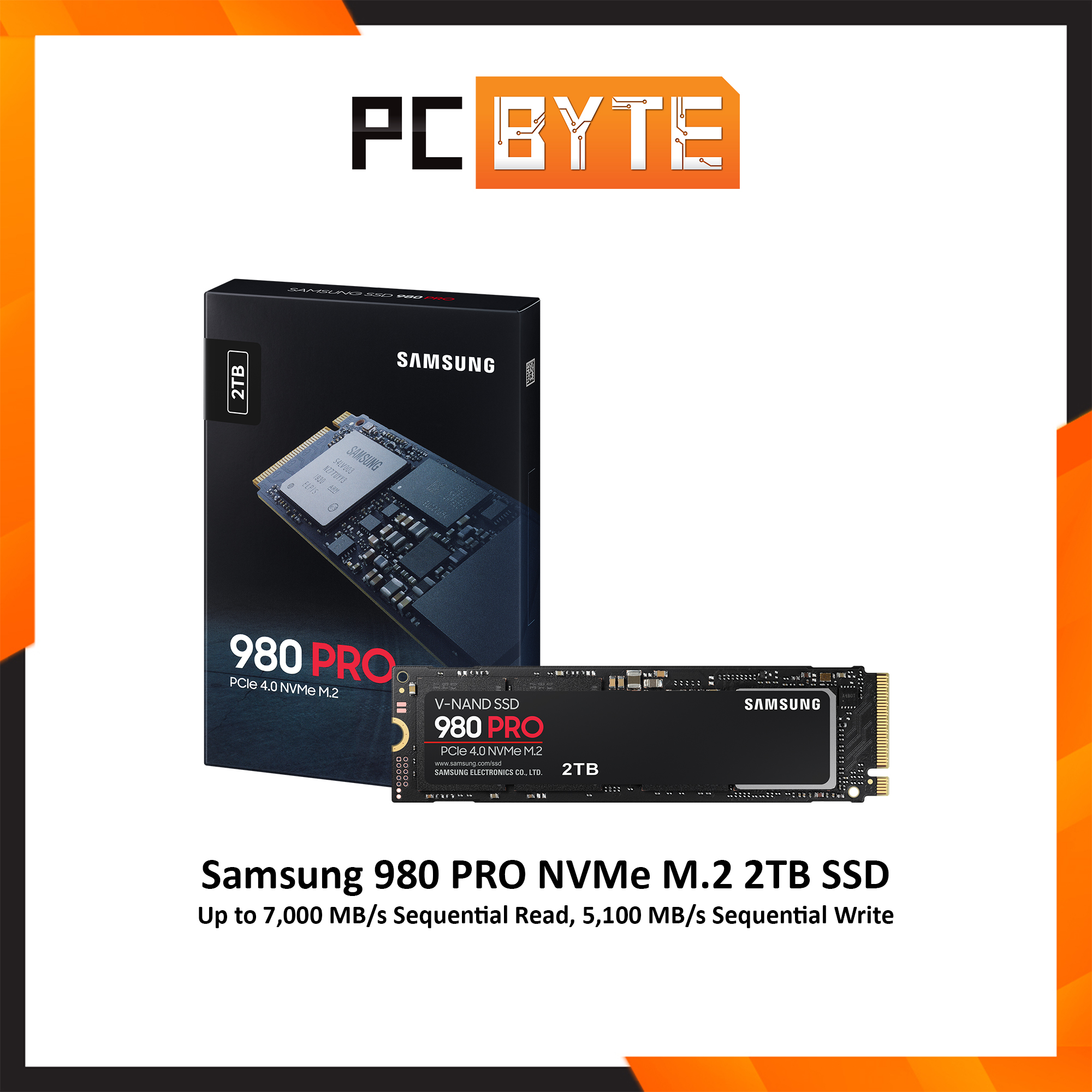 Samsung 980 PRO Internal M.2 2TB SSD (PCIe Gen4x4 NVMe 1.3c | Up to R:7,000MB/s, W:5,100MB/s)