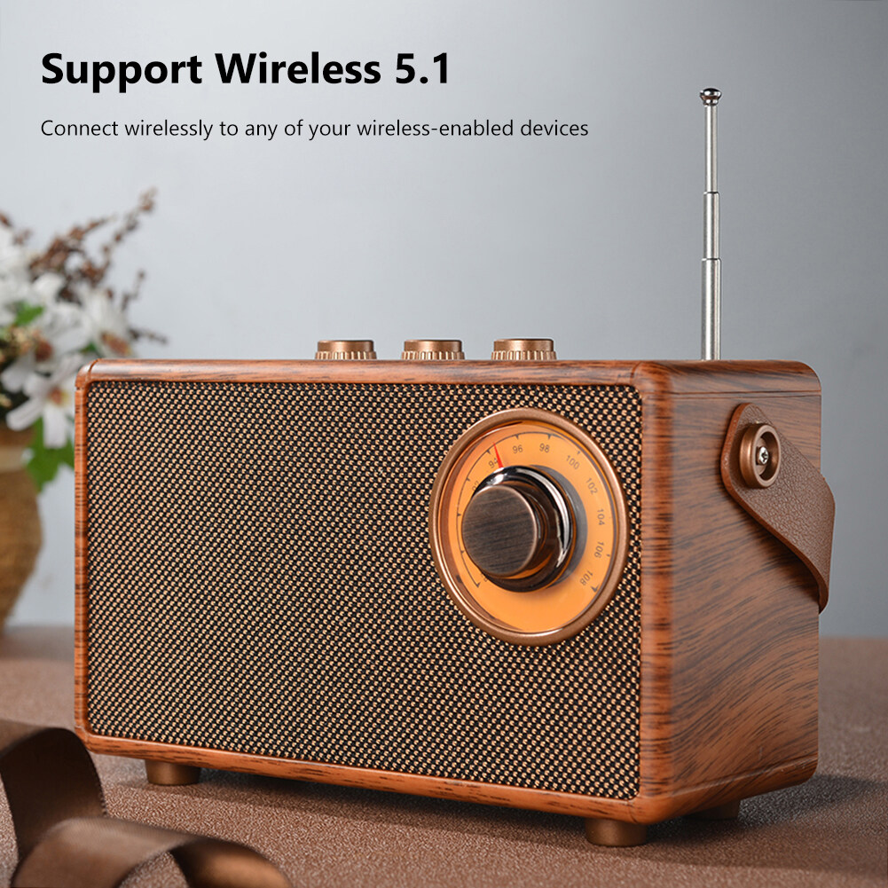 Retro Fm Radio Bluetooth-compatible 5.1 Creative Portable Radio Receiver Support U Disk/insert Tf Card High Fidelity for Outdoor Travel Camping