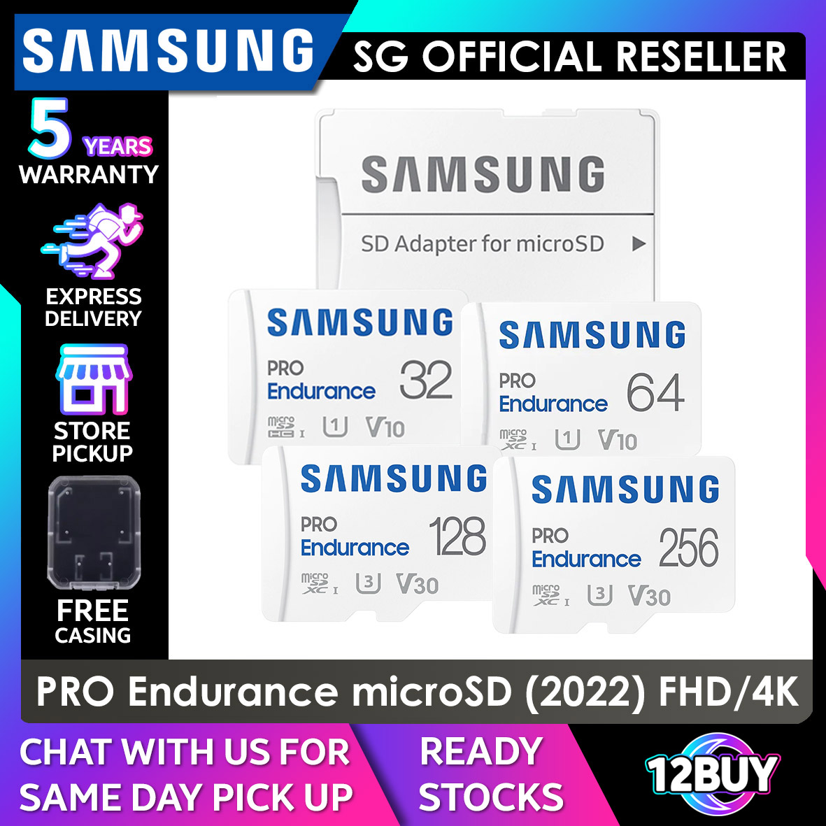 Samsung PRO Endurance MicroSD Card (2022) 140K Hours Recording in FHD/4K 32GB/64GB/128GB/256GB MBMJ22 12BUY.Memory