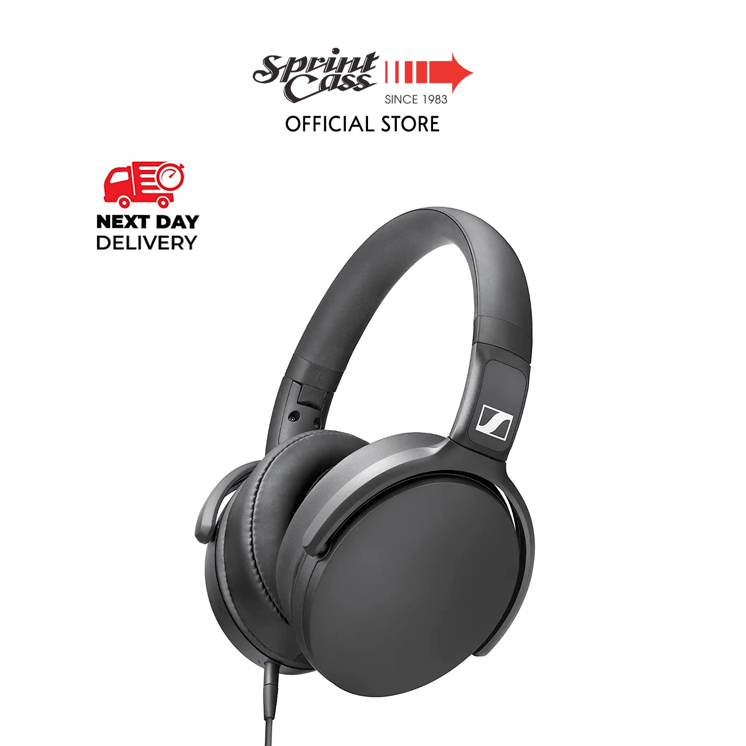 (NEXT DAY DELIVERY) Sennheiser HD 400S Over Ear Headphone with Microphone, One-Button Smart Remote on Detachable Cable